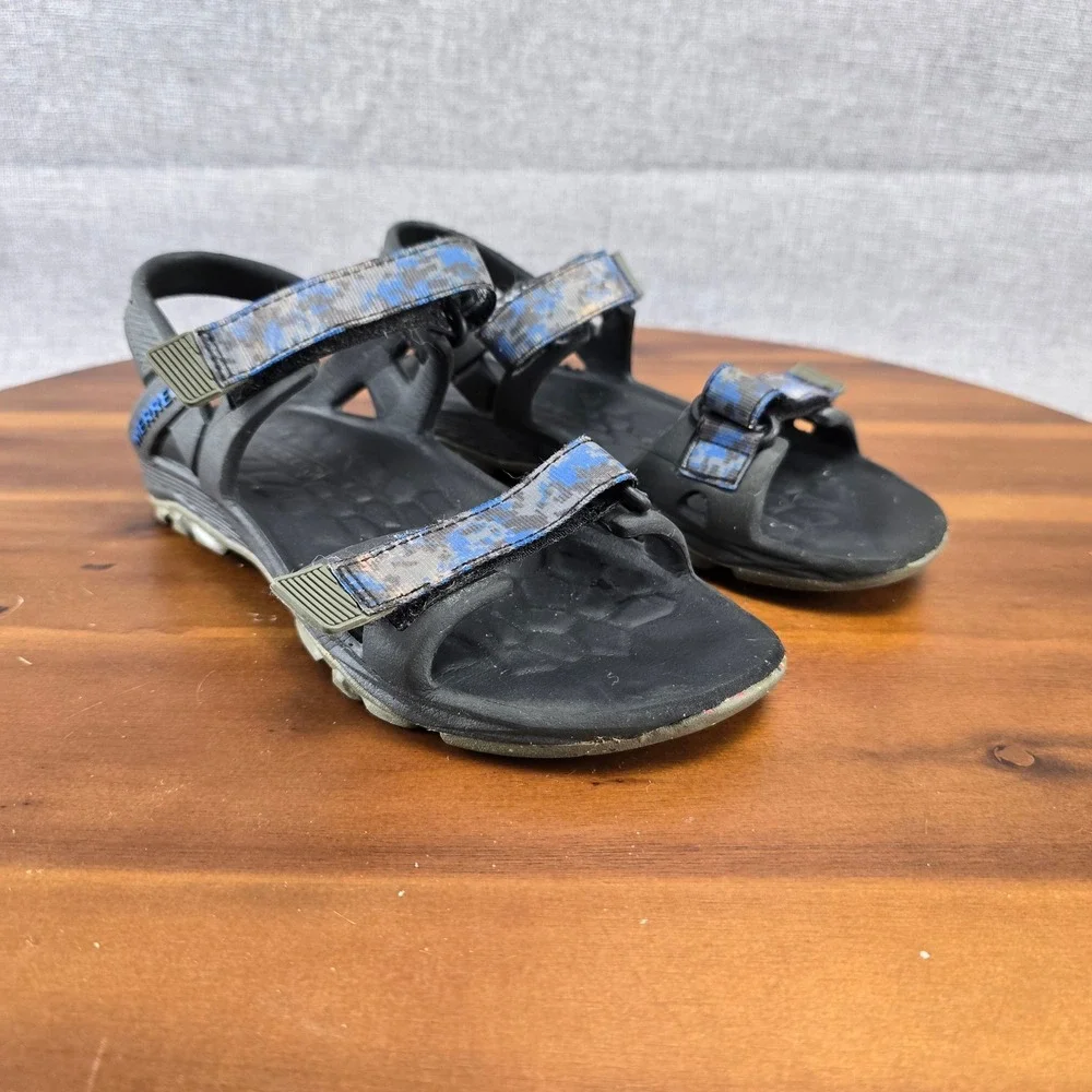 Merrell Hydro Drift Kids Sandals US 2 Black Blue Adjustable Straps Sporty Casual